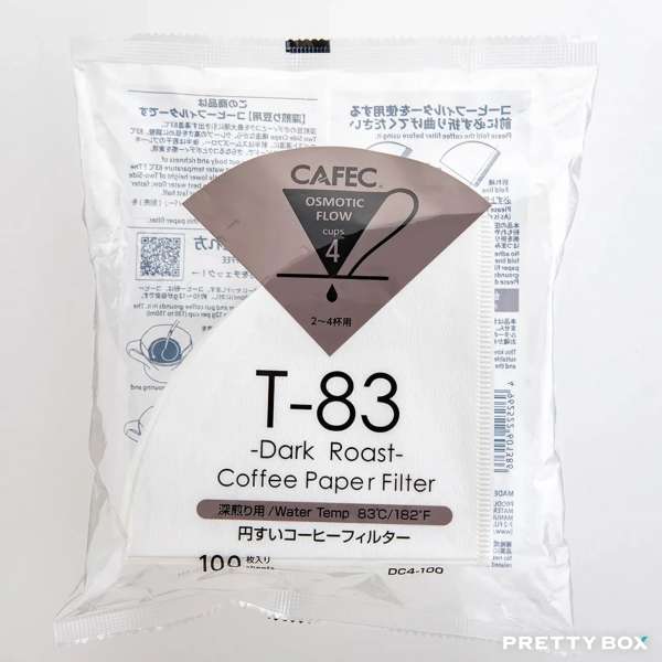 CAFEC 三洋 DC4-100 深焙 T-83 V60漂白手沖咖啡濾紙 2～4杯用 100張入