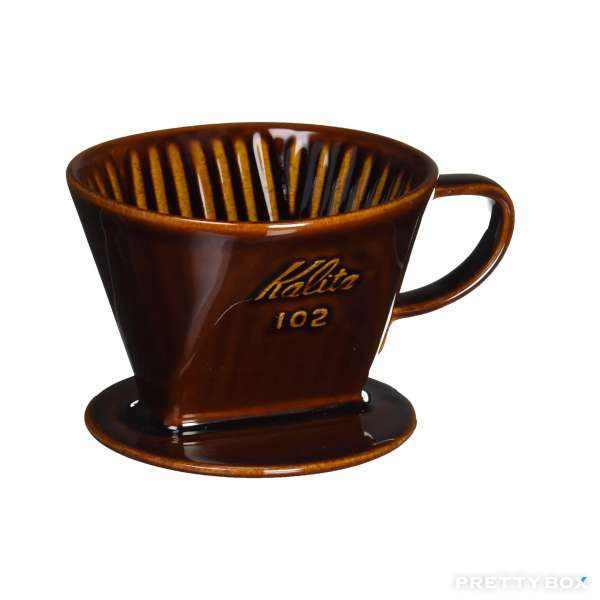 Kalita 102系列 傳統陶製三孔梯形濾杯 - 典雅棕